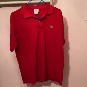 Red Lacoste shirt